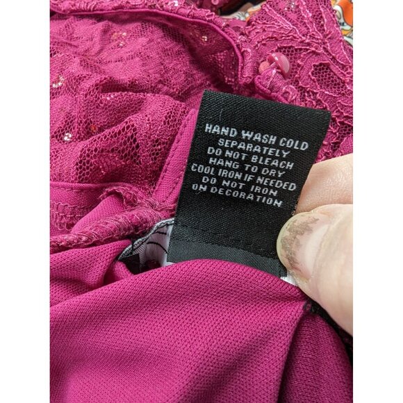 Candalite Size M Midi Dress Pink Sequins Gathered Sleeves Lined - Picture 5 of 5